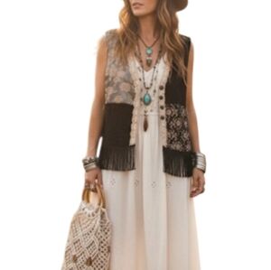 Ice Black and Cream Patchwork Vest